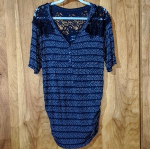 Motherhood Maternity Navy and White polka dot top